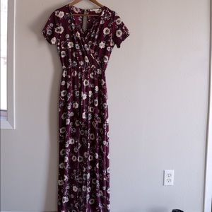 Maroon Floral Maxi Romper - medium